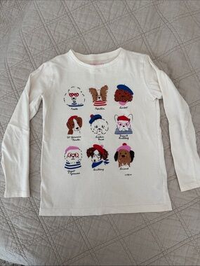 Crewcuts Cream Long-Sleeve Tee with Colorful Dog Graphics